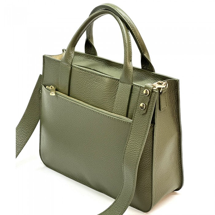 borsa business donna in pelle verde scuro