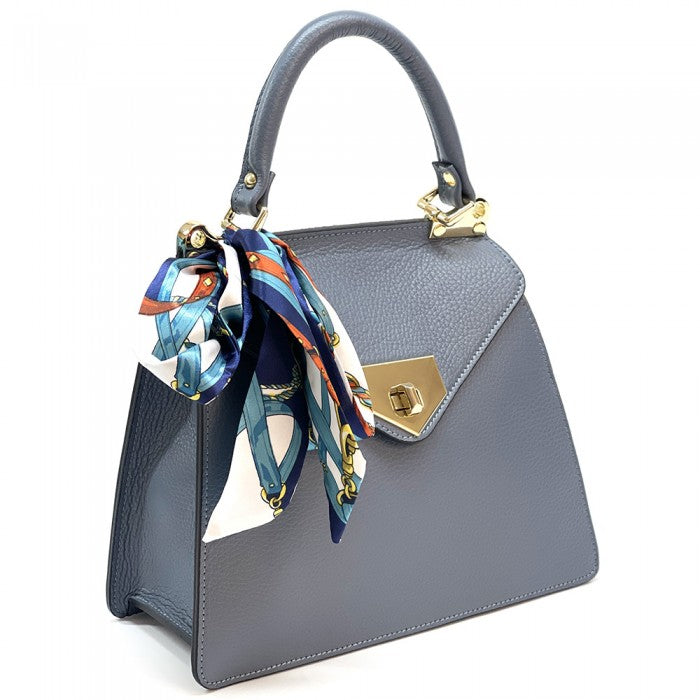 borsa in pelle celeste