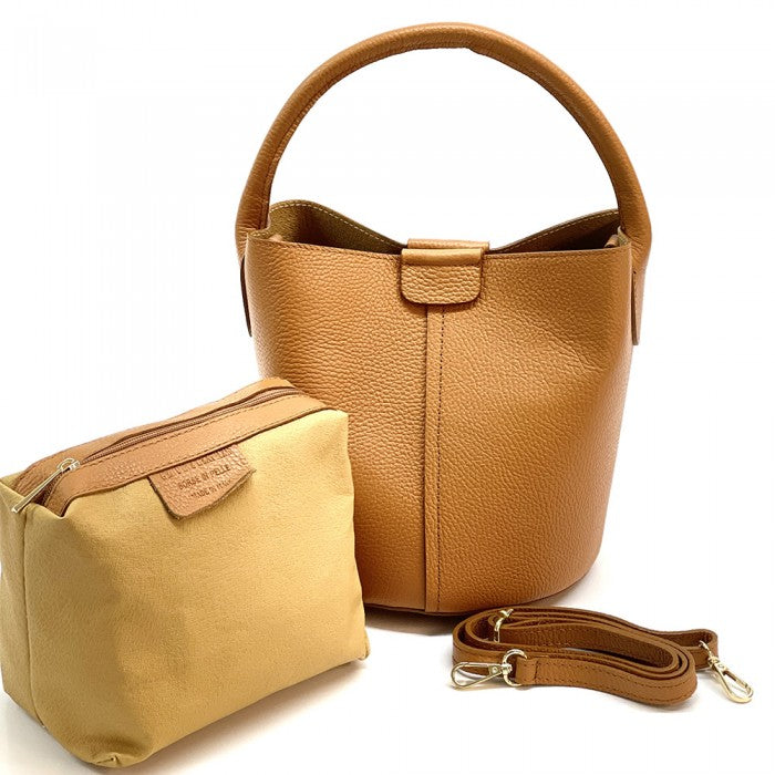borsa secchiello cuoio chiaro