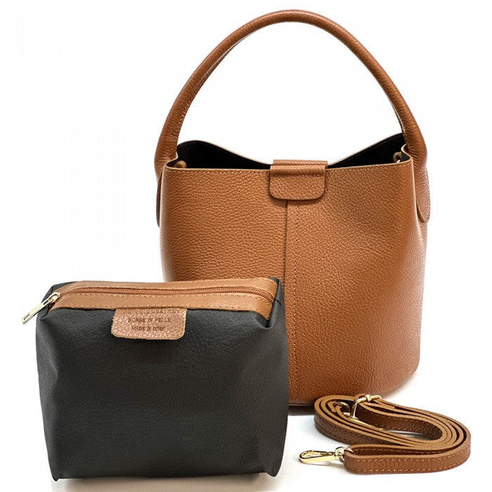 borsa secchiello cuoio
