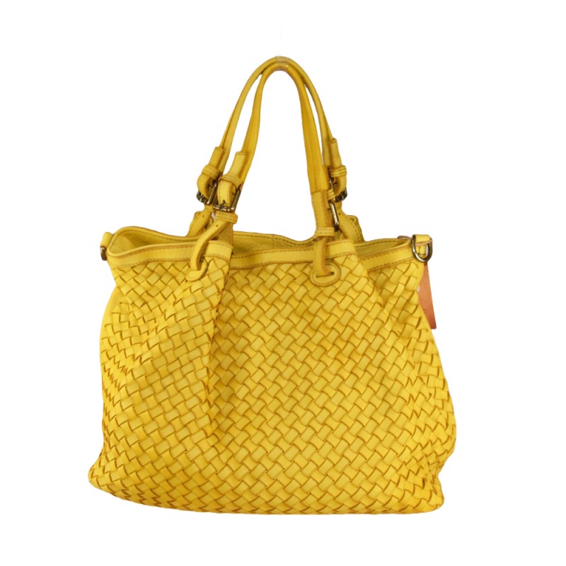 borsa vintage in pelle gialla
