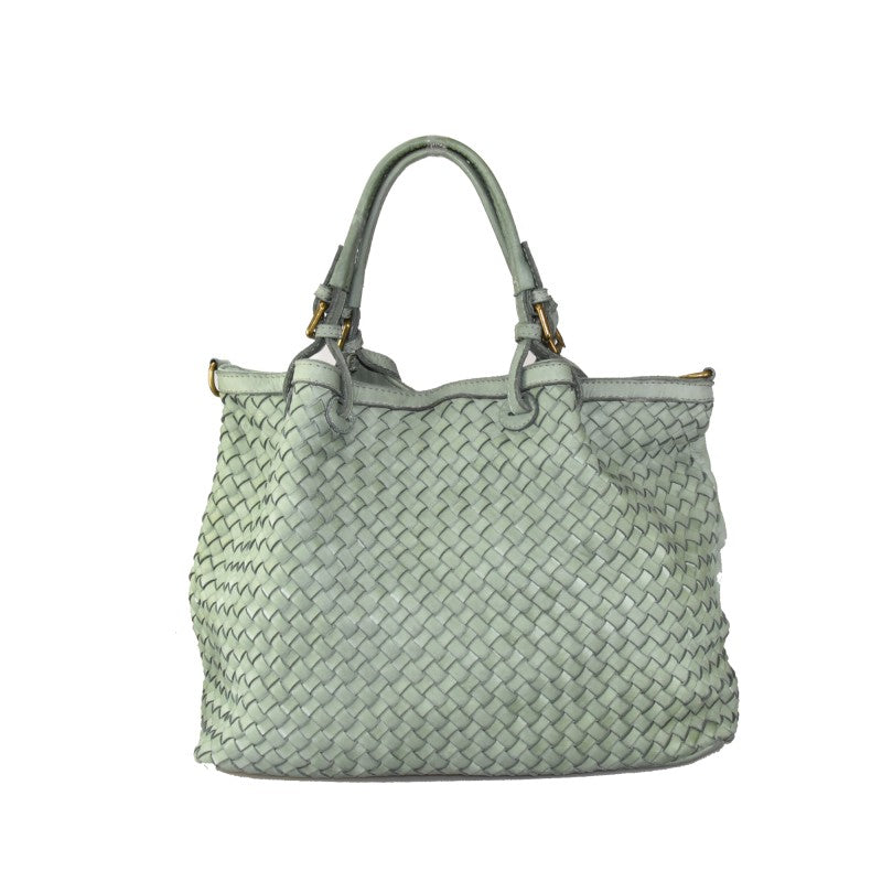 borsa vintage in pelle verde chiaro