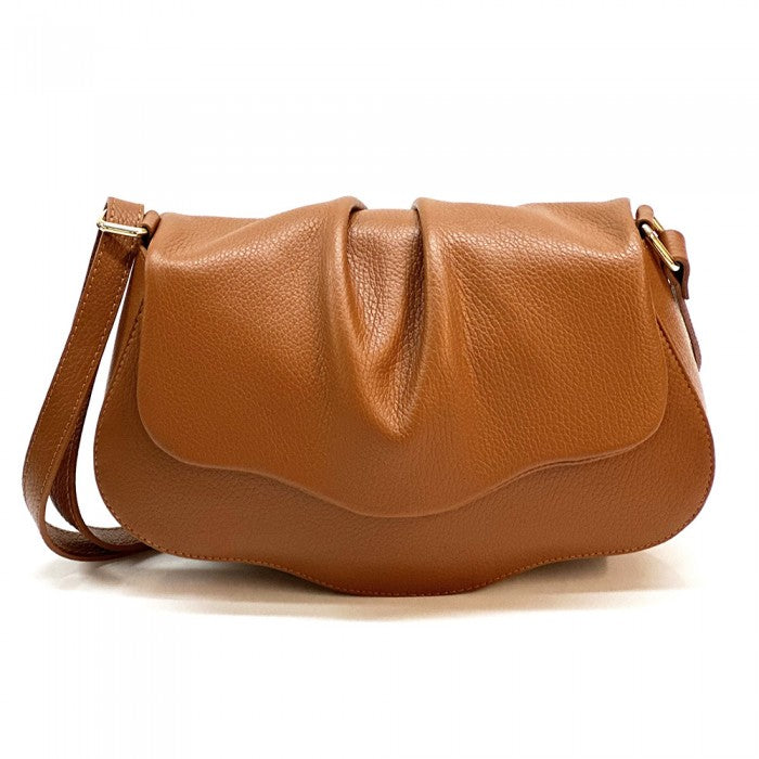 borsa a tracolla in pelle cuoio scuro