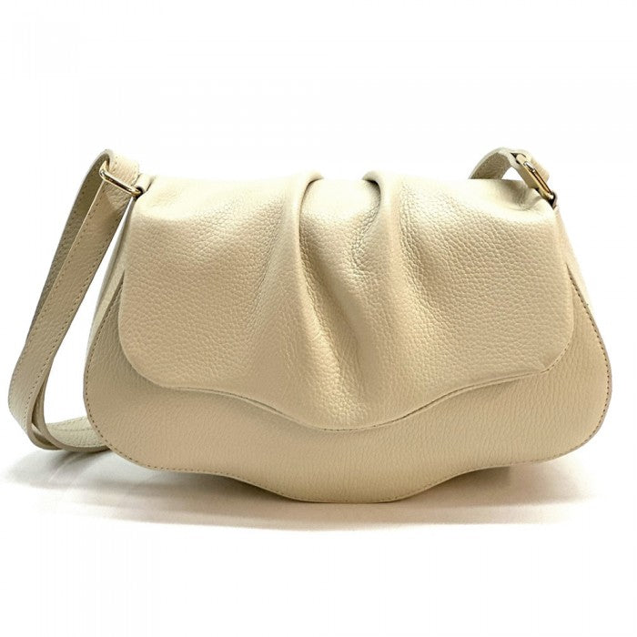 borsa a tracolla beige in pelle
