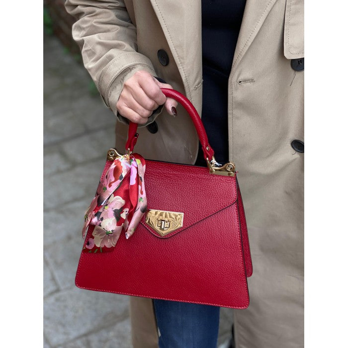 borsa in pelle rossa
