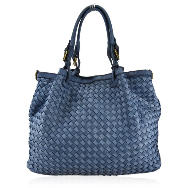 borsa vintage in pelle blu