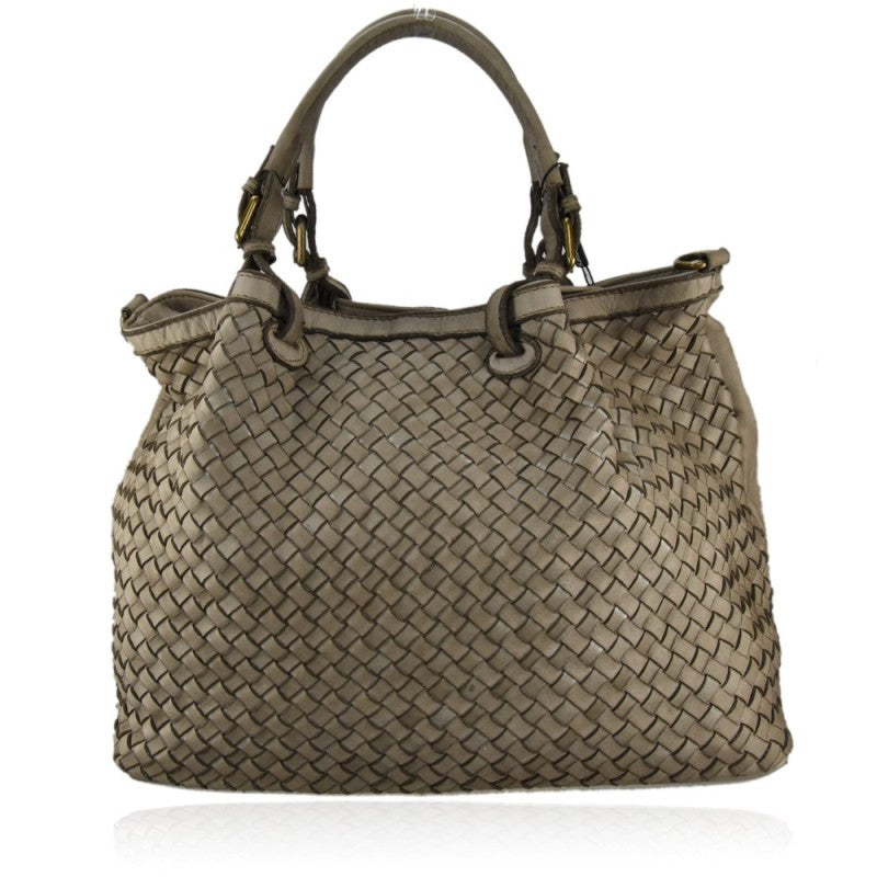 borsa vintage in pelle tortora scuro