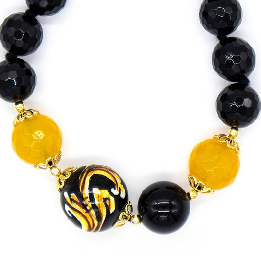 bracciale in onice e agata gialla