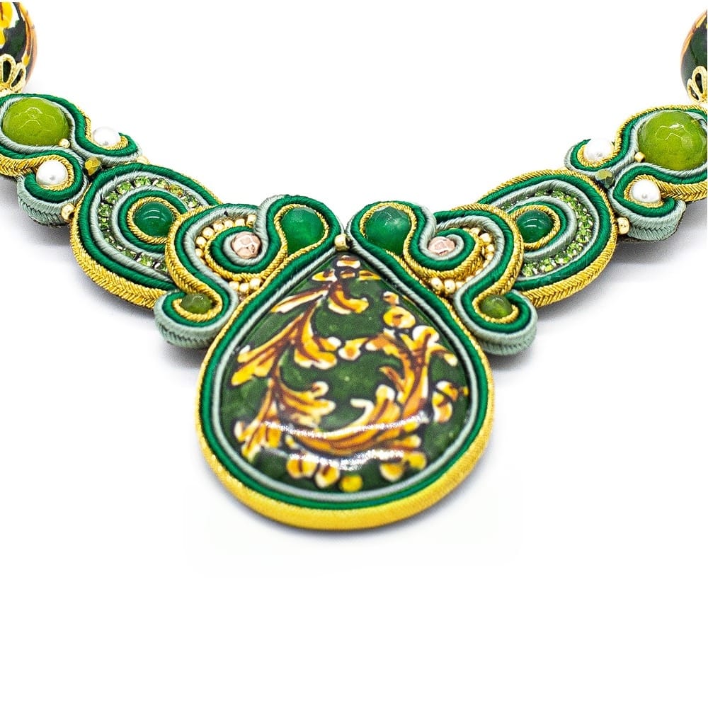 collana donna verde in ceramica caltagirone