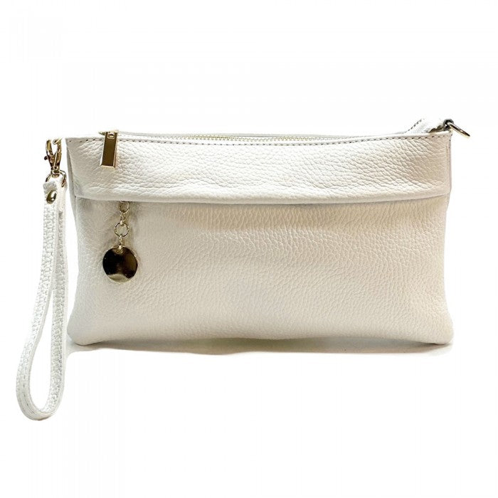 pochette in pelle donna bianca