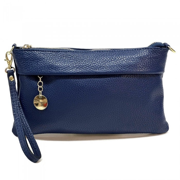 pochette in pelle donna blu