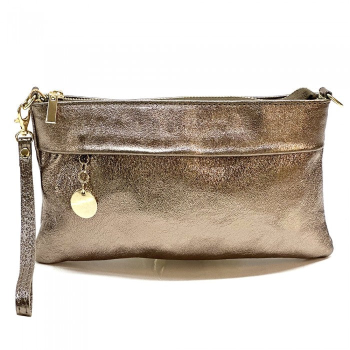 pochette in pelle donna bronzo