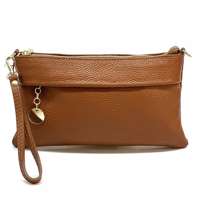 pochette in pelle donna cuoio scuro