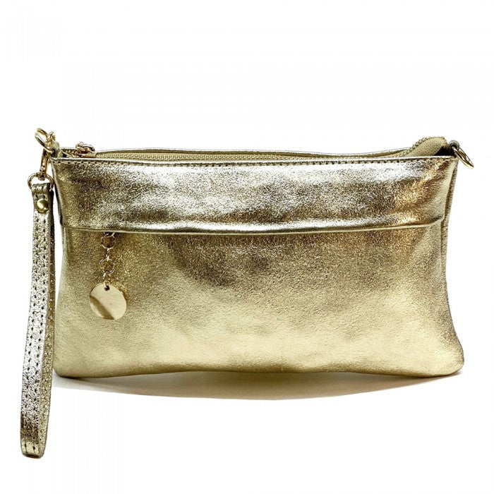 pochette in pelle donna dorata