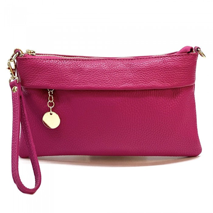pochette in pelle donna fucsia