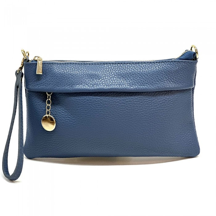 pochette in pelle donna color jeans