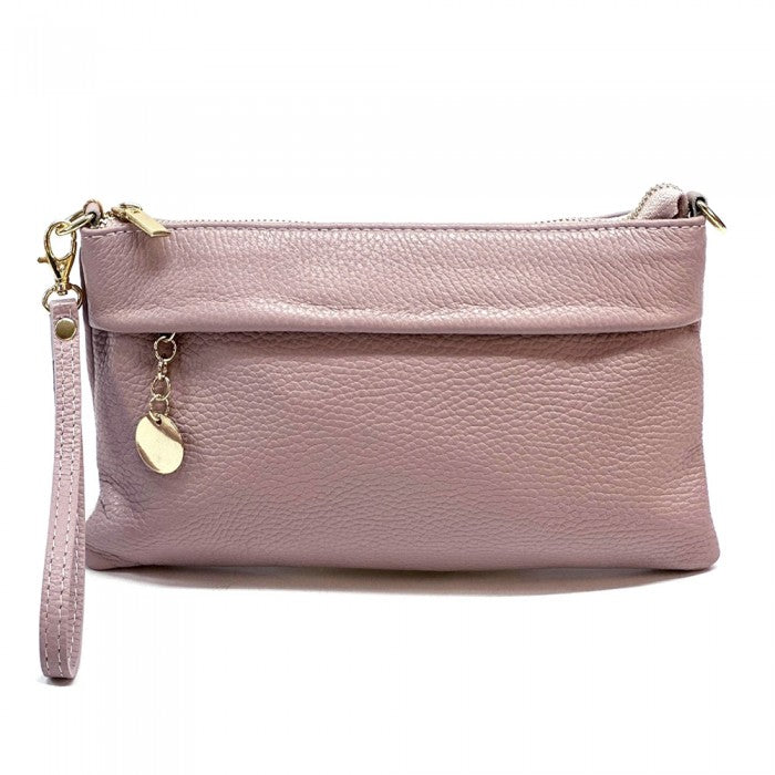 pochette in pelle donna lilla