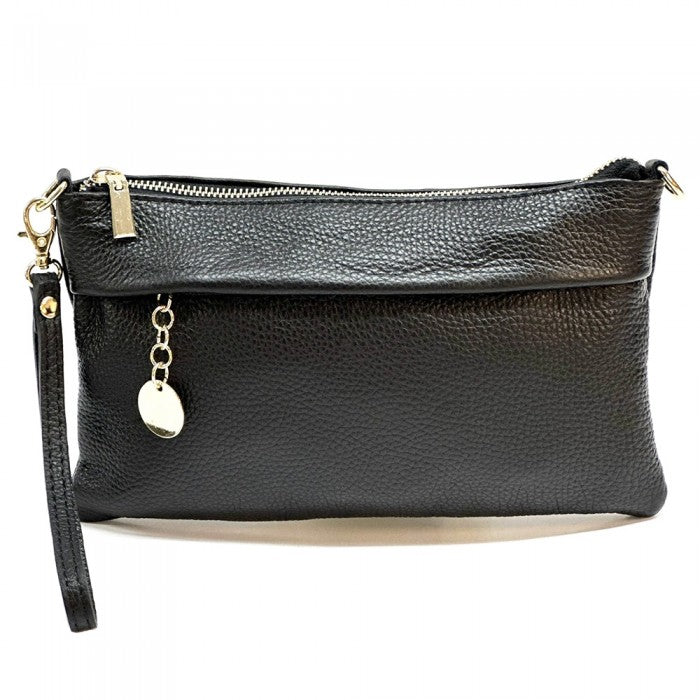 pochette in pelle donna nera