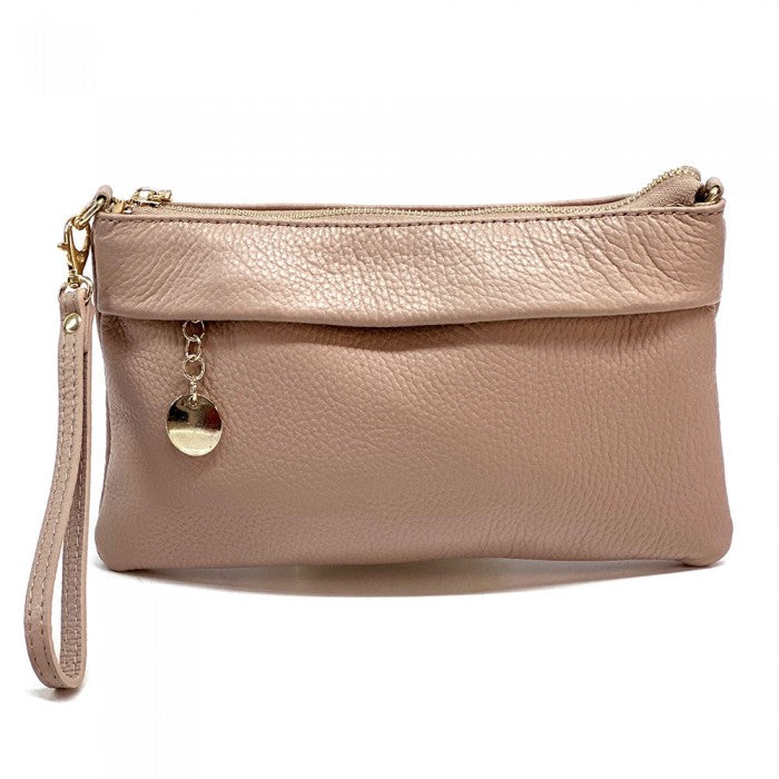 pochette in pelle donna rosa