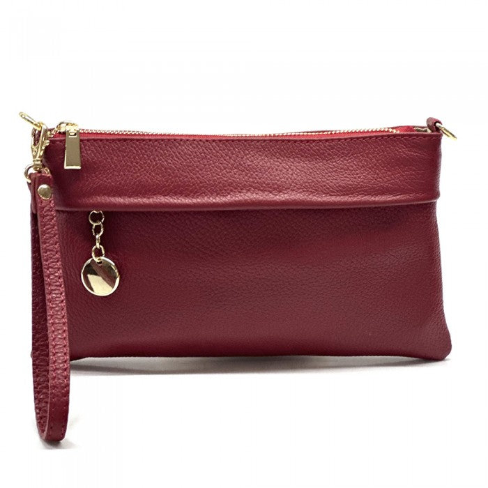 pochette i pelle donna rosso scuro