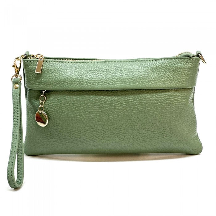 pochette in pelle donna verde chiaro