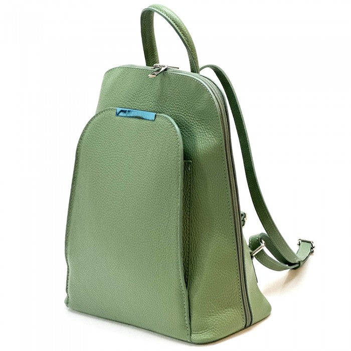 zaino donna verde in pelle